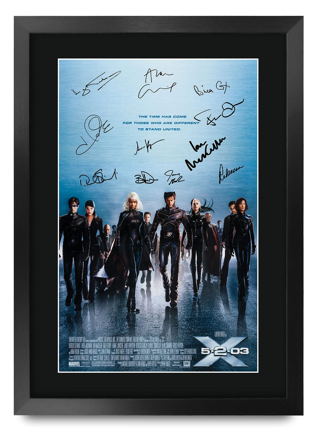 HWC Trading X-Men 2 Hugh Jackman, Patrick Stewart 16 x 12 inch Framed Gifts Printed Poster Signed Autograph Picture for Movie Memorabilia Fans - 16" x 12" Framed