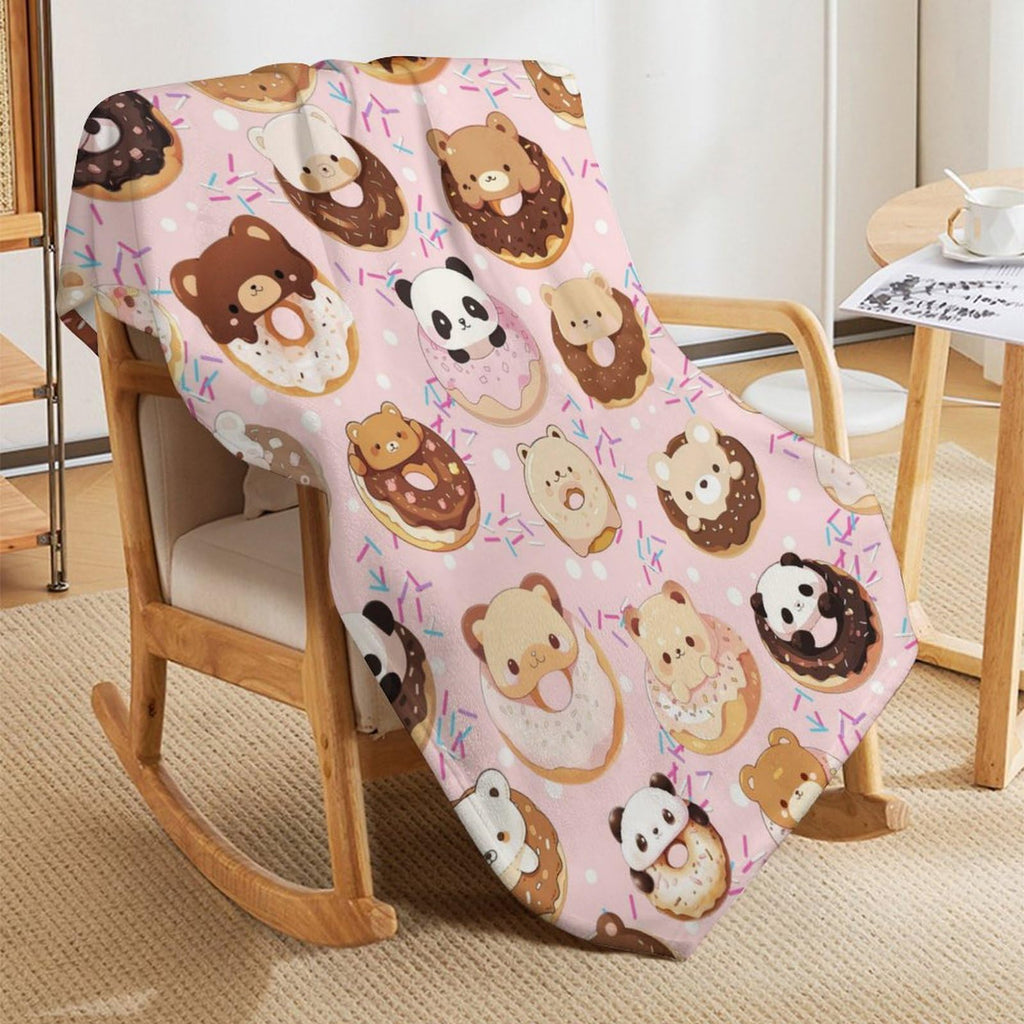 Donut Throw Blanket - Soft Flannel Donut Blankets for Girls Boys Kids Donut Lovers - Warm Food Throw Blankets for All Season Lap, Chair, Sofa - 50"x40"