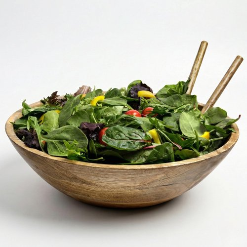 Extra Large Wooden Salad Bowl 15" with Serving Utensils | Oversized Mango Wood Salad Bowl for Big Family Meals | Large Wood Serving Bowl for Salad, Pasta, Popcorn | Handcrafted Wooden Salad Set