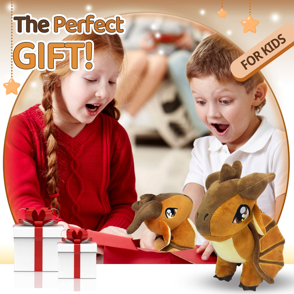Kobataro Wings Mud Dragon Plush Toys Stuffed Animal Plushies Cute Dragon Figure Merch Present for Kids Aged 3+ (Brown)