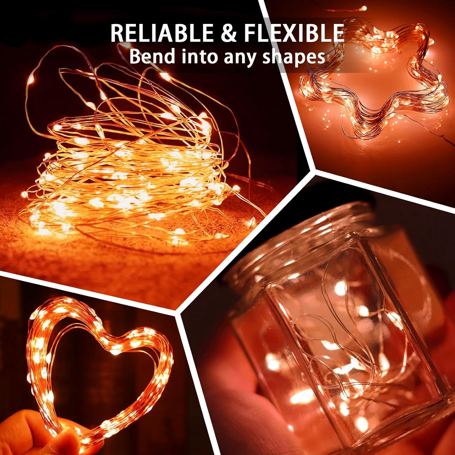 Skiennix 20 LED Fairy Lights - 7Ft Waterproof Twinkle String Lights for Mason Jar & Party Decor | Orange