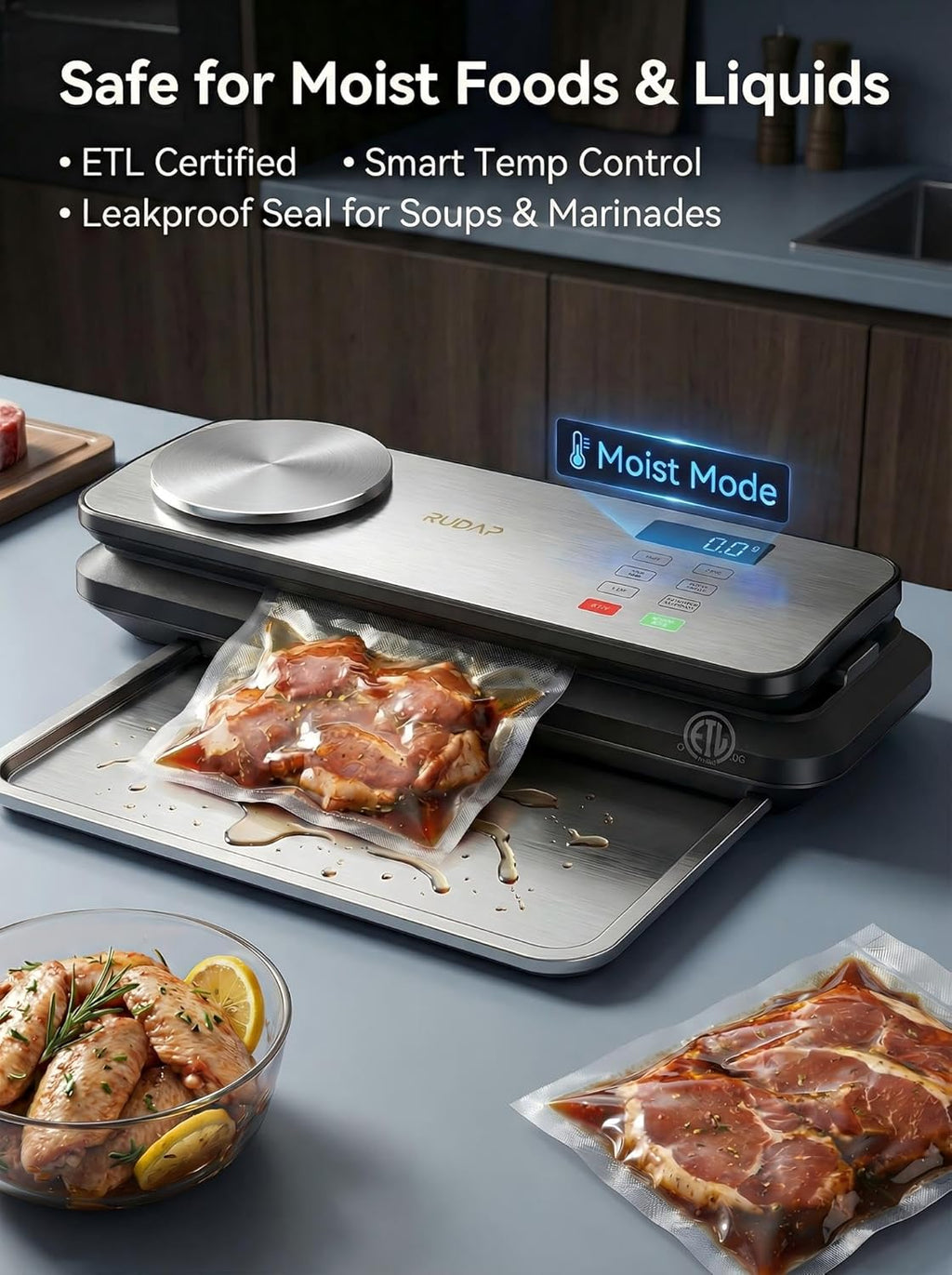 Skiennix Vacuum Sealer - 90kPA Powerful Food Saver with Digital Kitchen Scale & 12-in-1 Modes | Includes 10 Bags & 1 Roll