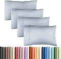 Skiennix Queen Pillow Cases Set of 4 - Ultra Soft Hotel Quality Covers | Wrinkle-Free & Fade Resistant - Blue Stripes