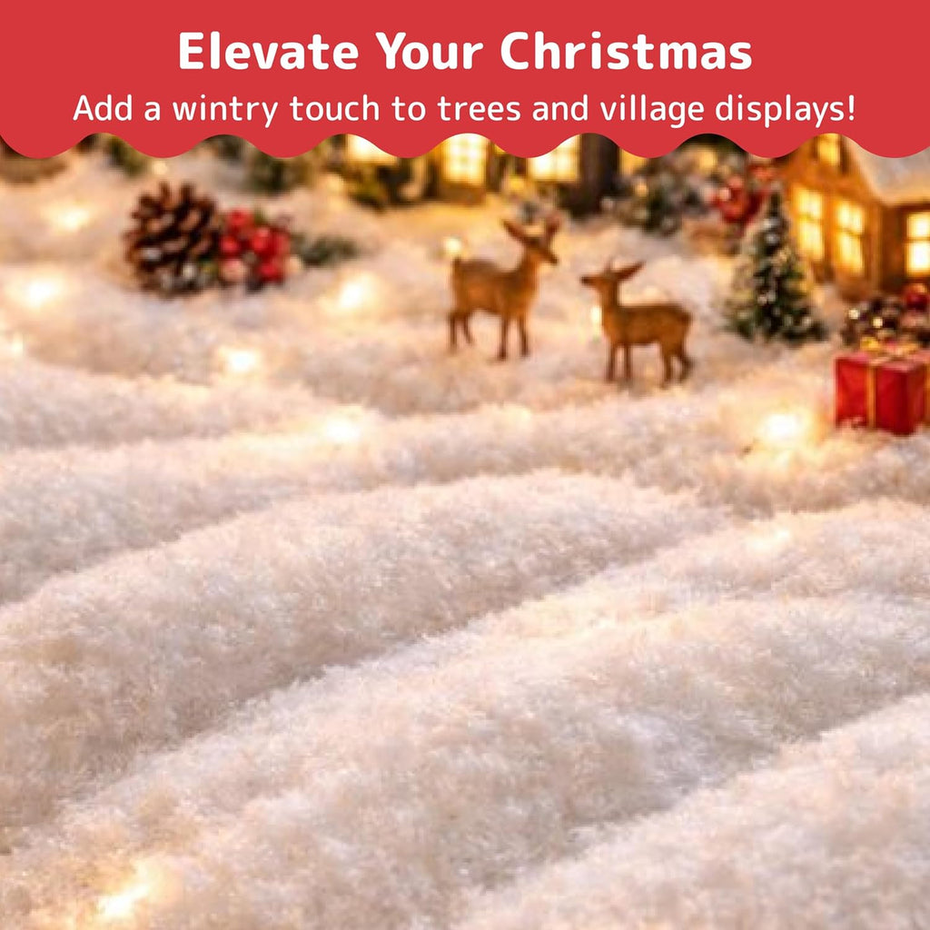 Pretex Artificial Snow Roll - Large Fluff for Christmas Village Displays | 94"x31" Thick White Blanket for Holiday Décor
