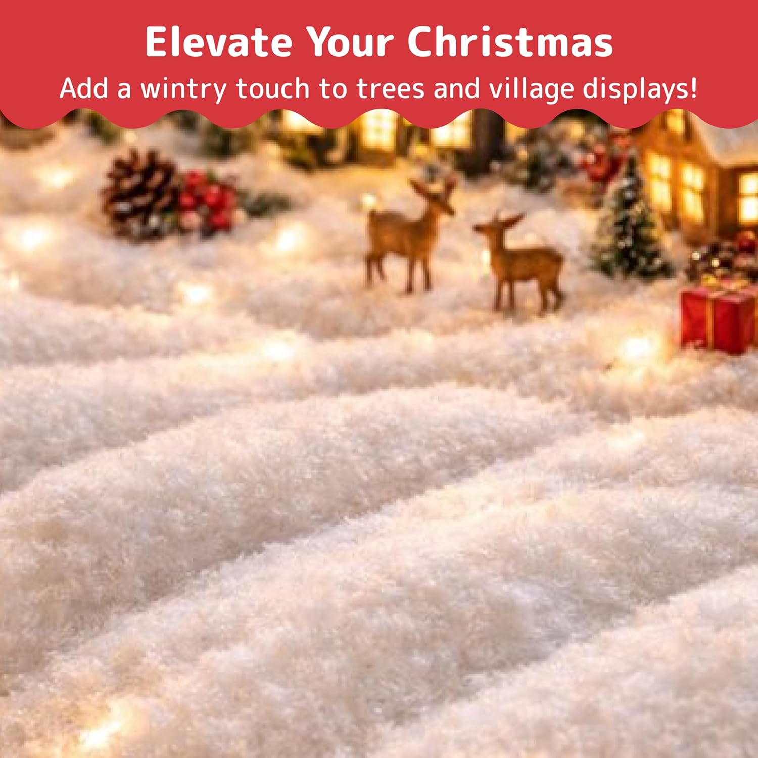 Pretex Artificial Snow Roll - Large Fluff for Christmas Village Displays | 94"x31" Thick White Blanket for Holiday Décor