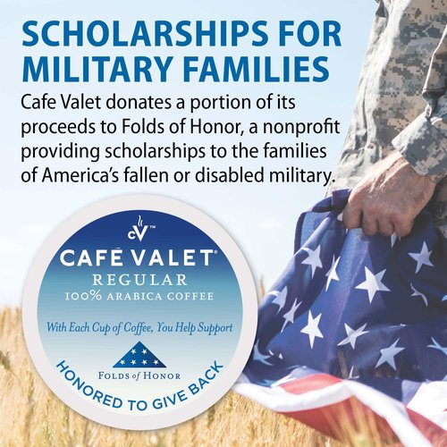 Cafe Valet Folds of Honor Dark Roast Coffee Pods, 80 Count – Contributing to Military Family Scholarships