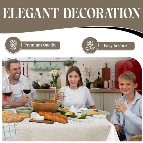 Majestic Giftware Polyester Tablecloths for Rectangle Tables | (54/72) - TC1336 Jacquard Desert White Gold Print Hem Stitch Dining Table Cover | Decorative Washable Tablecloth for Kitchen, Dining