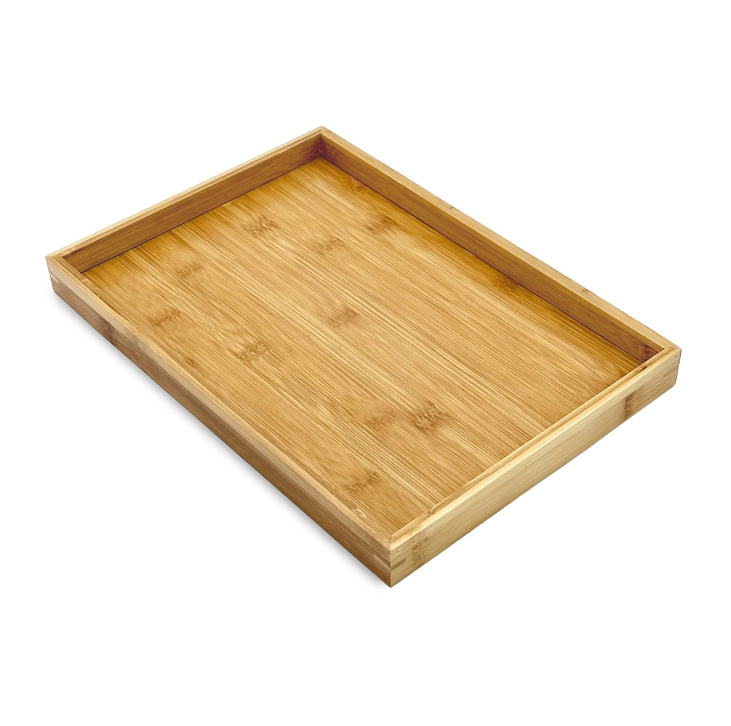 Natural Bamboo Serving Tray Platter 13 x 9 Rectangular, Bamboo