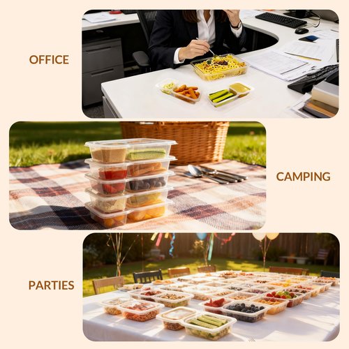 HI-REEKE 9 OZ Double Compartment Snack Containers, 20 Sets Bigger Reusable Clear Snack Packs Container with Lids