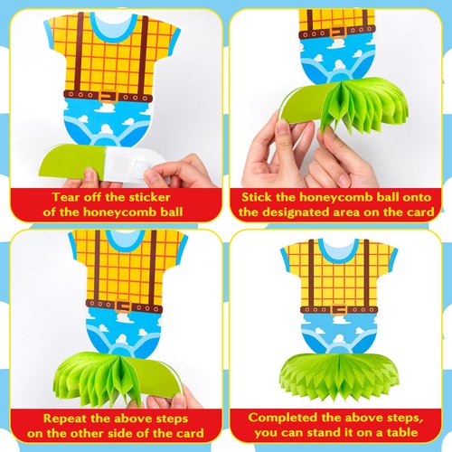 Andi Cppss Boy Story Honeycomb Centerpieces - 12PCS Boy Story Baby Shower Party Honeycomb Centerpieces Baby Boys Party Table Decoration It’s a Boys Stories Table Topper for Birthday Party Supplies