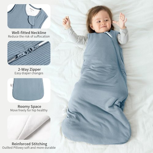 BubblePanda Bamboo Sleep Sack - Breathable 1.0 Tog Infant Wearable Blanket | 0-6 Months, Unisex