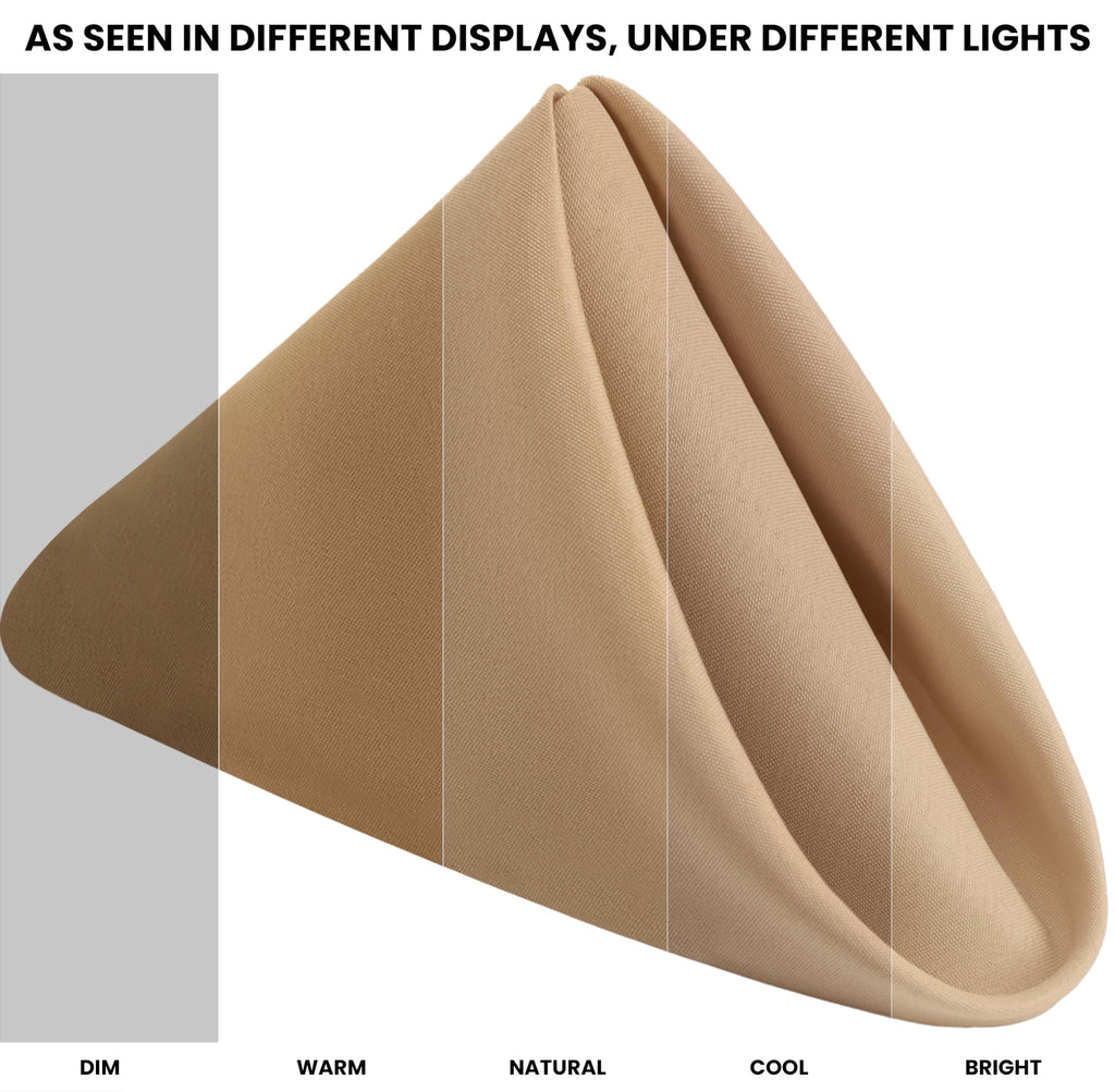 Utopia Home [24 Pack, Beige] Cloth Napkins 17x17 Inches, 100% Polyester Hemmed Edges, Washable and Reusable Ideal for Parties, Weddings and Dinners