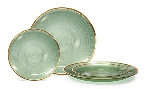 OCCASIONS 120PCS Green Plastic Plates with Gold Rim (60 Guests) - Fancy Disposable Dinnerware Set - 60 x 10" Dinner + 60 x 7" Dessert for Wedding, Party, Christmas - BPA Free (Belize in Green & Gold)