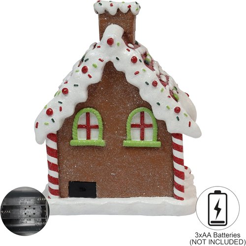 Moments In Time Light Up Gingerbread House - 8.7” Handcrafted Polyresin LED Christmas Decoration