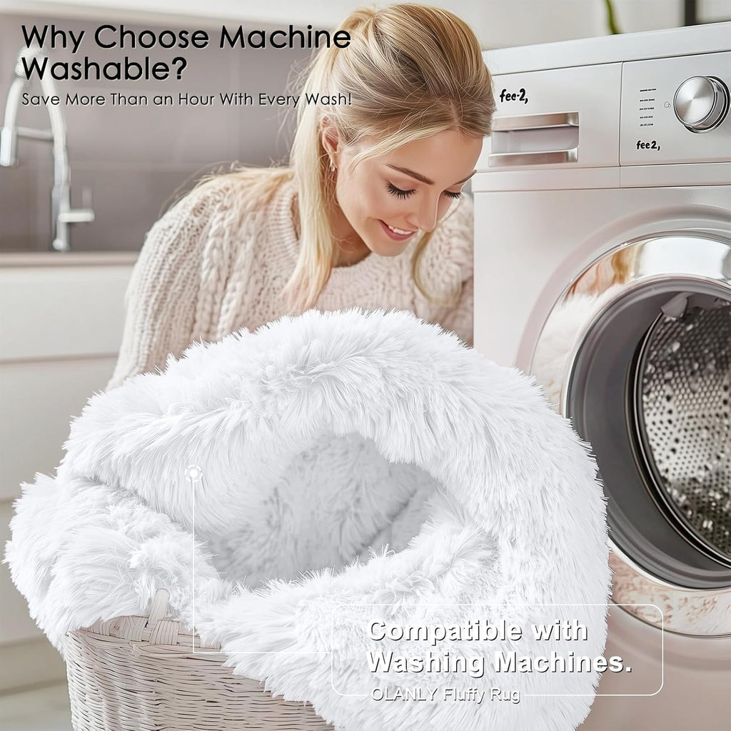 OLANLY Area Rug - Soft Fluffy Shaggy Design | Machine Washable 4x5.9 ft for Living Room & Bedroom