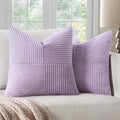 MIULEE Purple Decorative Throw Pillow Covers 18x18 Inch for Couch Bed Sofa Pack of 2 Lavender Boho Farmhouse Throw Pillows Soft Cross Corduroy Patchwork Textured Cushion Cases