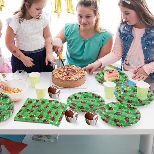 Adecortalk 50 Pcs Football Plates and Napkins 13'' Disposable Paper Plates Napkins Football Party Supplies for Kids Football Birthday Game Day Tailgate Party Decorations Serves 25 Guests