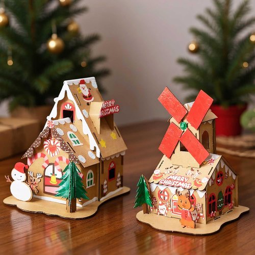 JeVenis Gingerbread House Craft Kit - DIY 3D Build & Paint for Christmas Decor | Fun Arts & Crafts Activity