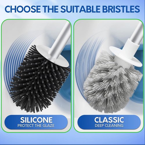 BOOMJOY Toilet Brush Set - Silicone Toilet Bowl Cleaner with Tweezers for Easy Bathroom Cleaning | Pink
