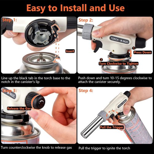 Culinary Professional Butane Torch - Adjustable Flame Cooking Tool for Crème Brûlée | Upgrade Design