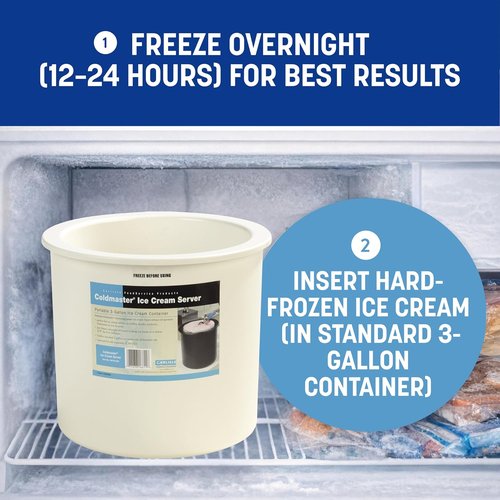 Carlisle Coldmaster Ice Cream Server - Insulated 3 Gallon Crock with Lid for Kitchens | White Plastic