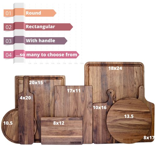 Made in USA Walnut Cutting Board by Virginia Boys Kitchens - Butcher Block made from Sustainable Hardwood (Handle - 4x20)