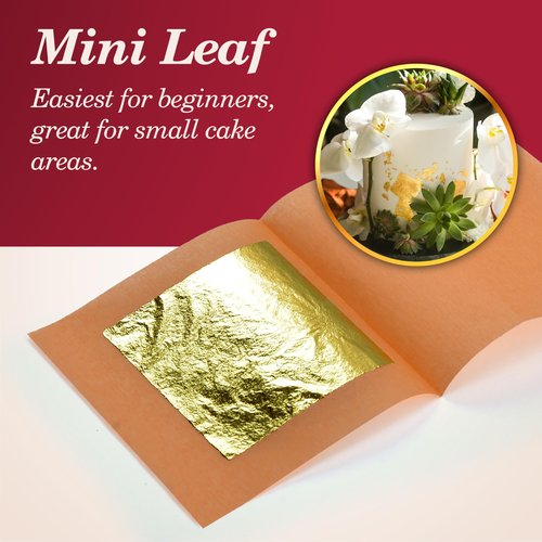 Edible Gold Leaf 24K by Cakebon - Cake Decorations, Loose Gold Leaf Sheets - 1.5 inches, 48 Sheets
