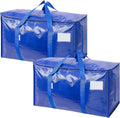 TICONN Extra Large Heavy-Duty Moving Bags - Durable Storage with Zippers & Handles | 2 Pack, Blue