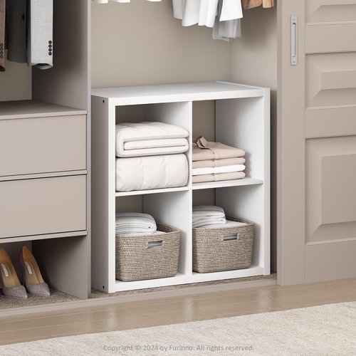 Furinno 4-Cube Closet Organizer - Extra Thick Frame for Stylish Storage | White