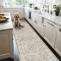 Skiennix Vintage Washable Hallway Runner Rug - Non-Slip Soft Low-Pile Carpet | Beige 3x12 for Entryway & Living Room