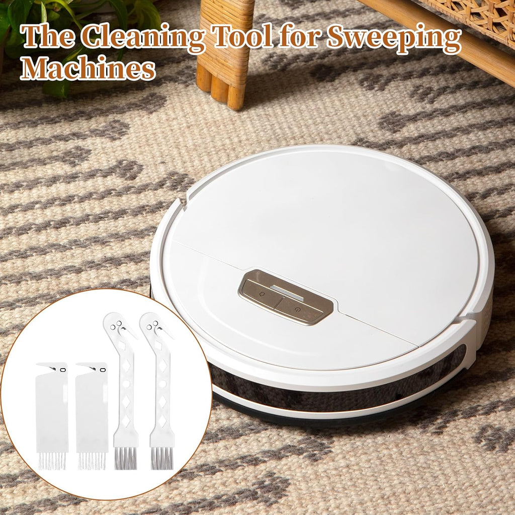 Skiennix Handheld Vacuum Brush Cleaner - 2-in-1 Universal Roller Tool for Robot Vacuums | White - 4 PCS Set