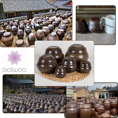 BALWOO Earthenware Onggi Korean Traditional Clay Jar Ceramic Canister/Handmade Food Sauce Storage Container for Tea, Coffee Bean, Salt/Breathing Clay Pot Kimchi Fermentation Crock (3L(0.8 gal))