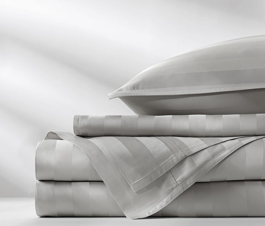Pure Bamboo Full Sheets - Luxuriously Soft & Cooling 100% Organic Viscose Bed Sheet Set | Jacquard Silver, 2-Year Quality Promise