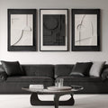 3-Piece Black & White Abstract Wall Art by [Brand Name] - Modern 3D Textured Geometric Paintings for Living Room & Hallway Decor