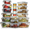 Razab Glass Food Storage Containers Set - 35 Pc Airtight Meal Prep Bento Boxes, BPA-Free & Leak Proof