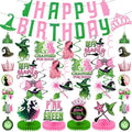 Witch Party Decorations Pink and Green Happy Birthday Banner Hanging Swirls and Honeycomb Centerpieces Witch Theme Party Decorations for Girls Women Birthday Party Supplies