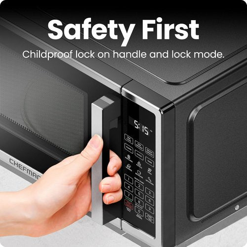Chefman Microwave Oven - 0.7 Cu. Ft. Digital Stainless Steel | 700 Watts, 6 Auto Menus, Eco Mode, Child Safety Lock