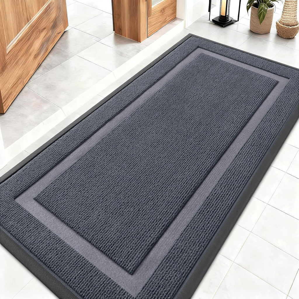 OLANLY Waterproof Front Door Mat - All-Season, Fade Resistant, Easy Clean | 47x23, Light Grey