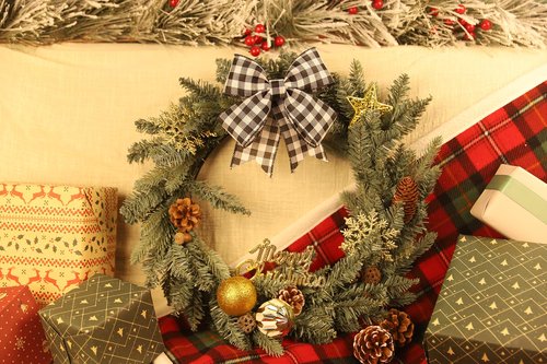 VATIN 2-1/2 Inch x Continuous 10 Yards Black and White Buffalo Plaid Wired Ribbon,Ribbon for Big Bow,Wreath,Tree Decoration,Outdoor Decoration