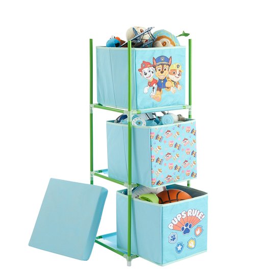 Nickelodeon Paw Patrol 3-Tier Fabric Storage Organizer with 3 Cubes & Lid, Kids Toy Storage Bins for Bedroom, Playroom & Nursery