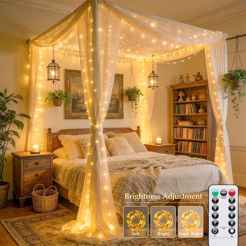 JMEXSUSS USB Fairy Lights - 33ft 100 LED Twinkle String Lights with Remote | Warm White Silver Wire for Bedroom Decor