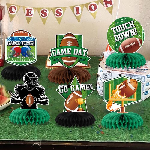 10 PCS Football Party Decorations Honeycomb Centerpieces, Honeycomb Centerpieces for Sports Theme Supplies Table Decorations. (Football)