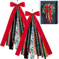 RunNico Christmas Ribbon Bow Set - 2 Pcs Assorted Clip-On Wreath Ribbons | 30'' x 20'' Red & Green Decor