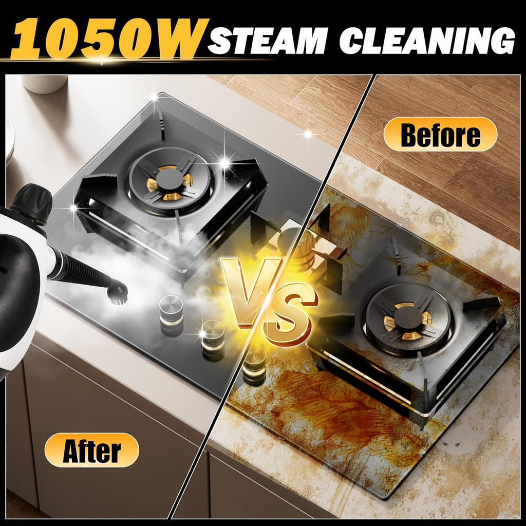 Skiennix Pressurized Handheld Steam Cleaner - Multi-Surface Natural Steamer with 12 Accessories for Fast Home Cleaning