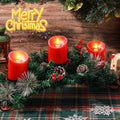 Mudder Christmas Table Centerpiece Set - 20'' Steel Base with 3 Flameless LED Candles & Red Berry Decor