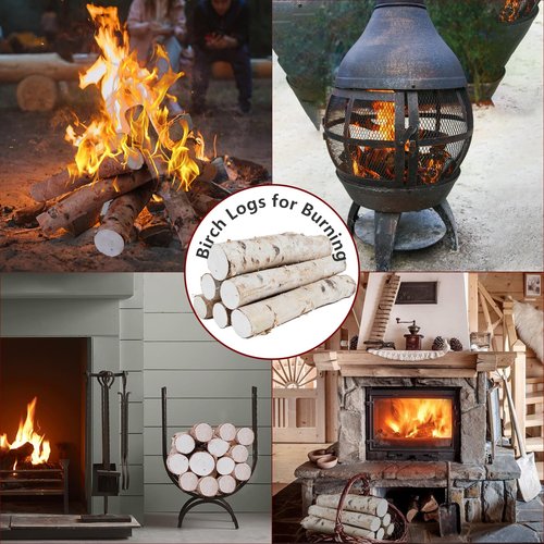 6 Pack Birch Logs Decorative Natural Birch Log for Decoration,Crafts,DIY,White Birch Logs for Fireplace Decor Firewood(Logs:1.4"-2.6" Dia. x 16.5" Length)
