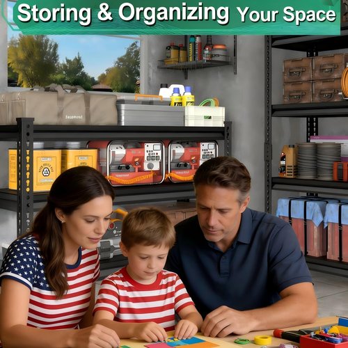Metal Storage Garage Shelving - Heavy Duty Steel Utility Rack | 3-Tier Adjustable, 1,200 Lbs Capacity, Black, 40'' W x 16'' D x 36'' H