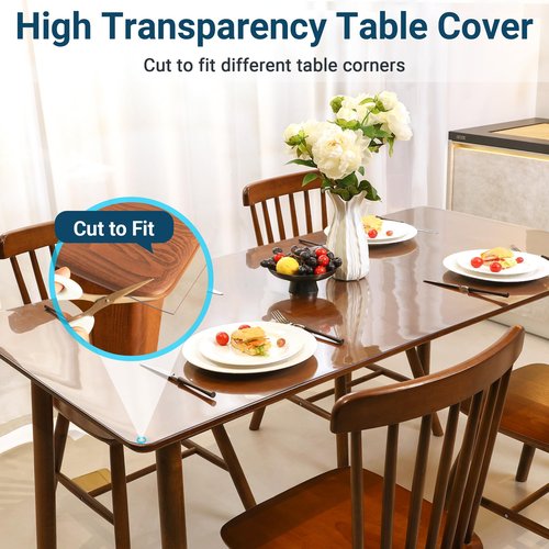 NAP2WELL Clear Table Cover Protector Rectangle 40 x 72 Inch, 1.5mm Transparent Plastic Table Protector Waterproof, Anti-Scratch Clear Desk Mat for Office Desktop Dresser Dining Table, FDA Compliant