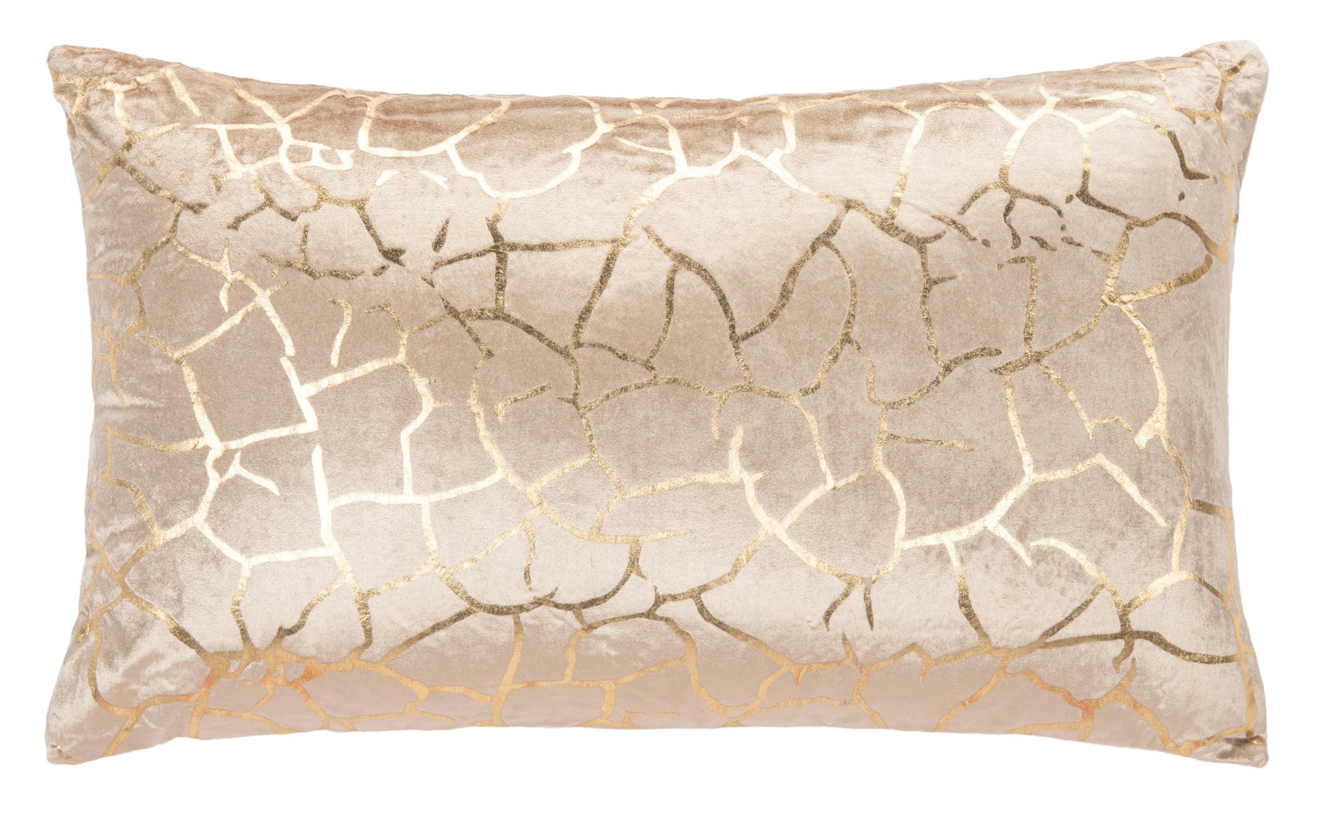 SAFAVIEH Home Collection Hannia Abstract Brown and Bronze Foil 18 x 18-inch Decorative Throw Pillow, 19"x19"