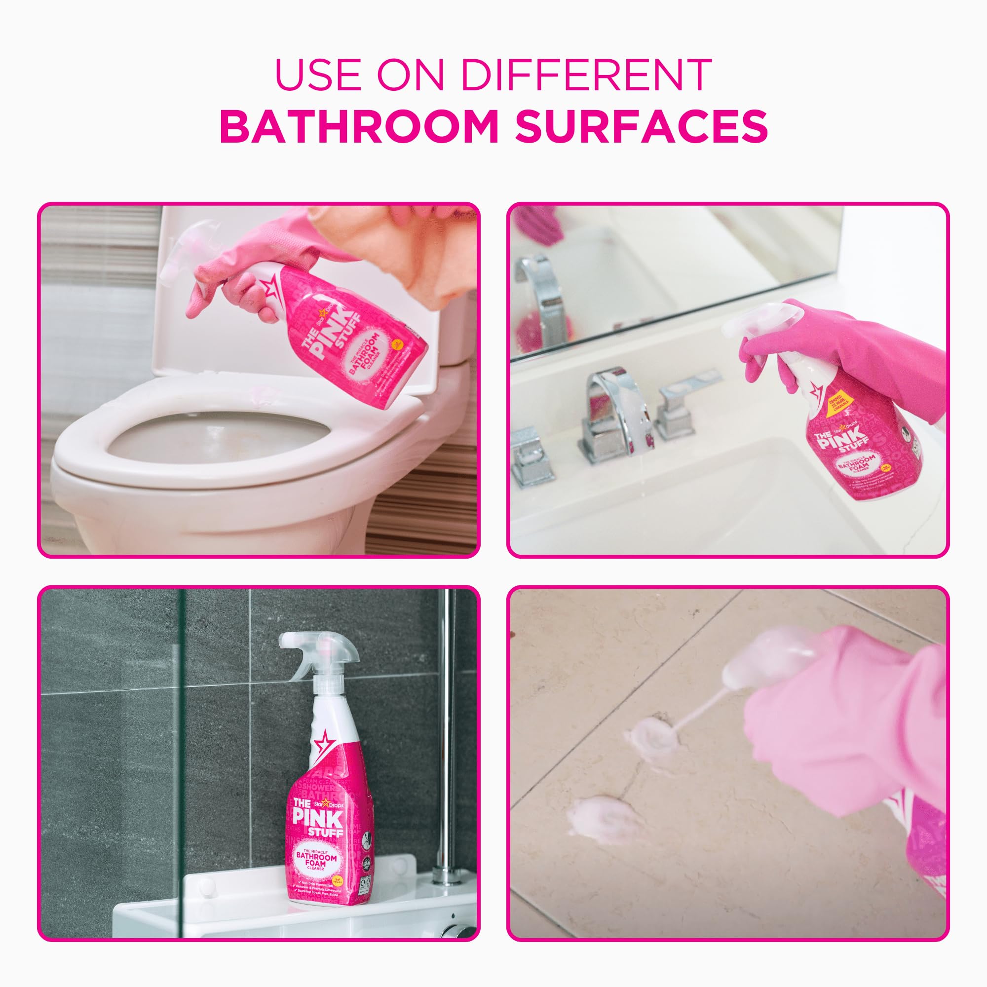 Stardrops The Pink Stuff Miracle Cleaning Bundle – Multi-Purpose Paste, Spray & Cream Cleaner (3-Pack) – Tough on Stains, Gentle on Surfaces